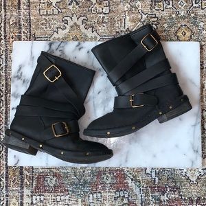 Jeffrey Campbell Brit Wrap black leather boot